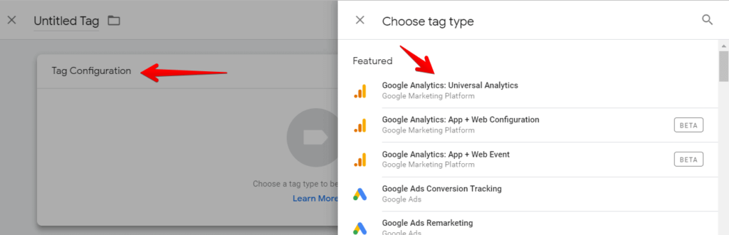 Creating entity tag GTM